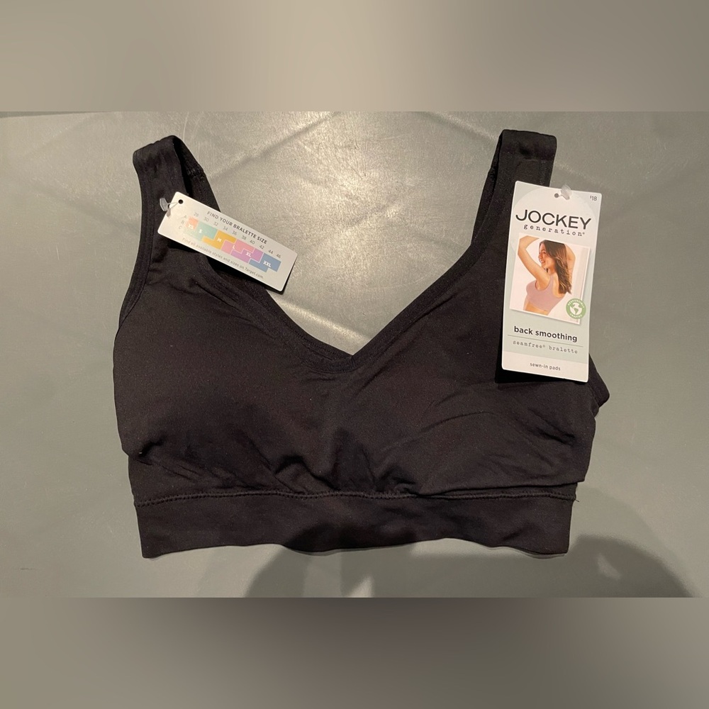 Jockey Generation Women’s Seamfree Back Smoothing Bralette Bra Black Medium NWT